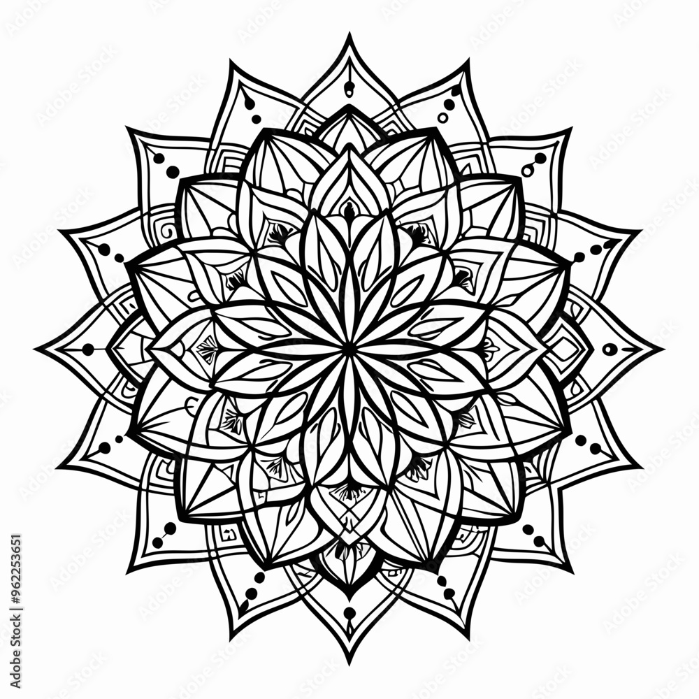 Mandala Line Art Silhouette Vector Illustration Mandala Line Art Silhouette Vector Illustration