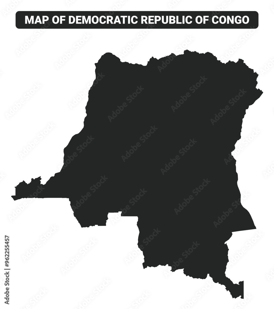 Simple Democratic Republic of the Congo Black map flat vector illustration Simple Democratic Republic of the Congo Black map flat vector illustration