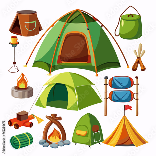 Vector set of camping tents on a isolated white background (1)