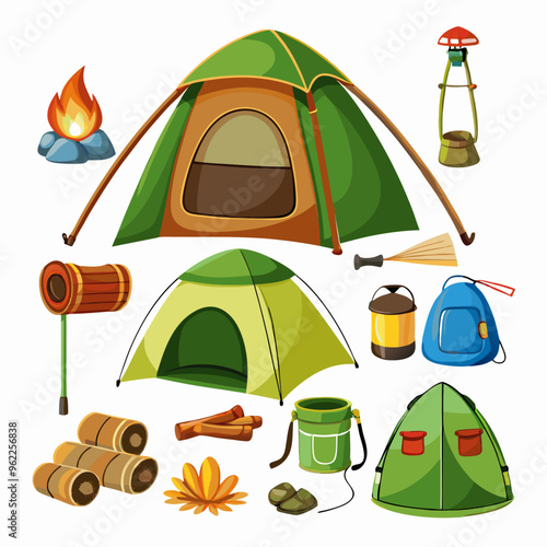 Vector set of camping tents on a isolated white background (5)