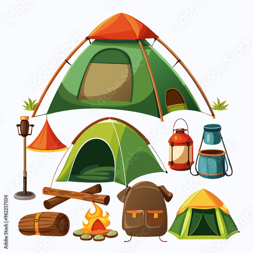 Vector set of camping tents on a isolated white background (13)