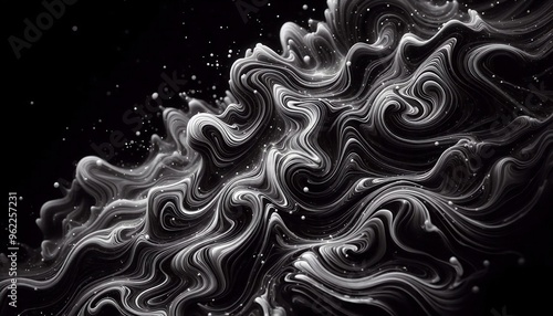 Wallpaper Mural Abstract black and white digital art piece that appears to be made up of wavy lines and curves. Torontodigital.ca