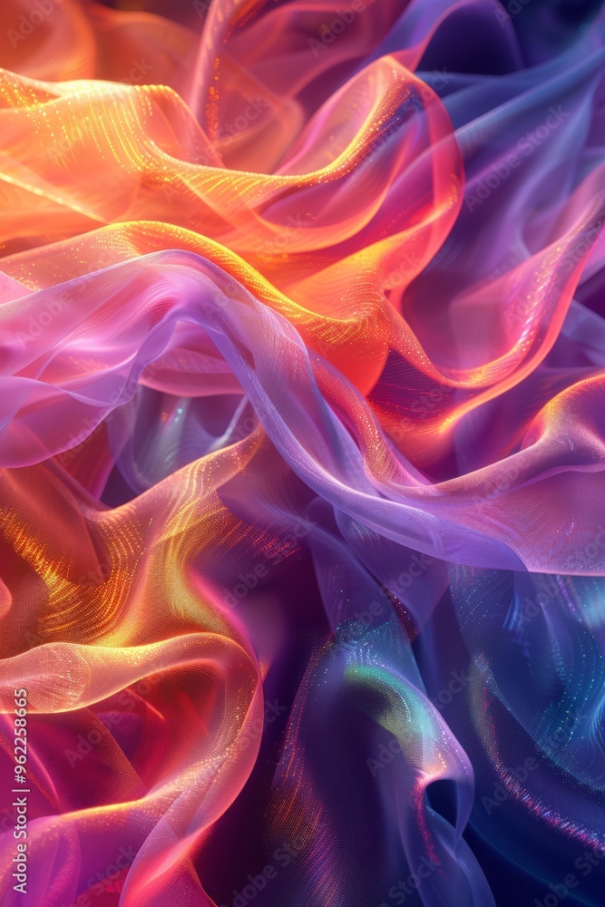 Obraz premium Abstract fluid iridescent holographic neon curved wave in motion colorful background Gradient design 