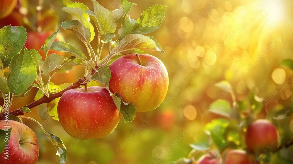 Apple tree with apples hanging Apple tree with apples hanging