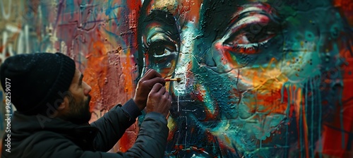 A Painter Creating a Graffiti on a Wall 