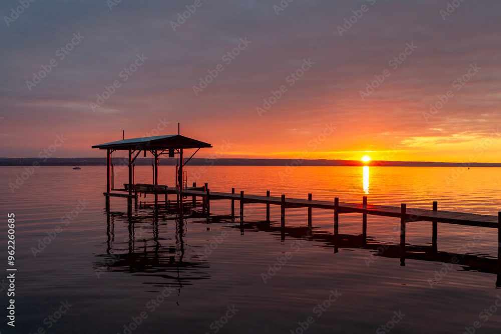 A Jetty at Sunset in Upstate New York, USA A Jetty at Sunset in Upstate New York, USA