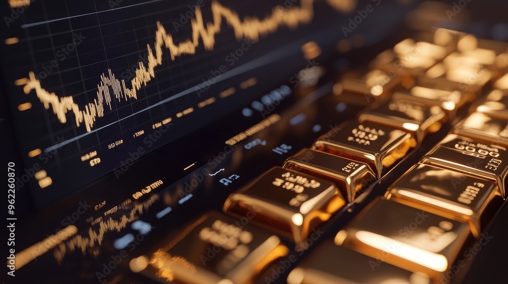 Close-up of an investment dashboard displaying a gold price chart with real-time updates and analytics Close-up of an investment dashboard displaying a gold price chart with real-time updates and analytics