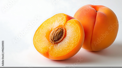 Prunus armeniaca Royal Blenheim Apricot a minimalist background featuring a single Royal Blenheim apricot known for its rich flavor ideal for clean and fresh visual themes photo