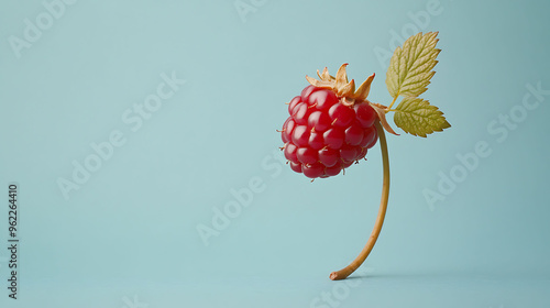 Rubus fruticosus Loganberry a minimalist background featuring a single loganberry ideal for design and educational purposes photo