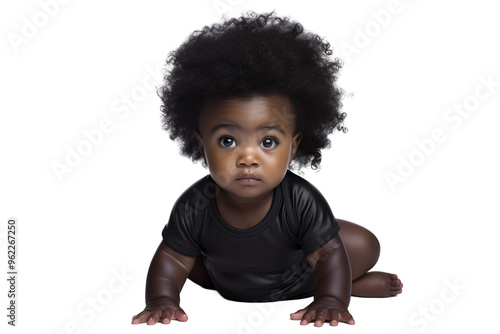 Black baby on transparent background. Birth related themes. Childbirth. Africa country. African baby. Afro american baby. Image for graphic designer. Image for flyers.