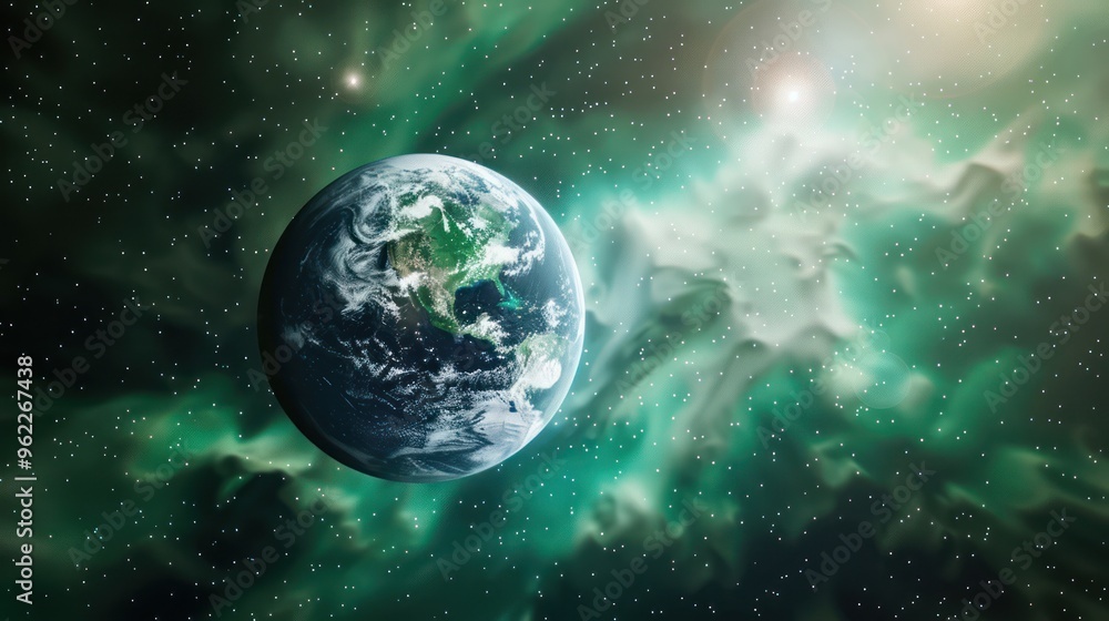 Fototapeta premium Earth in Space Nebula