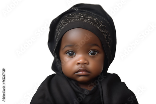 Black baby on transparent background. Birth related themes. Childbirth. Africa country. African baby. Afro american baby. Image for graphic designer. Image for flyers.