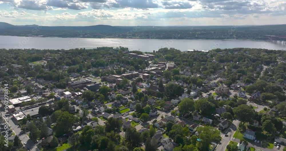 Aerial video over Beacon, NY on a cloudy, overcast summer afternoon, August 13, 2024. Aerial video over Beacon, NY on a cloudy, overcast summer afternoon, August 13, 2024.