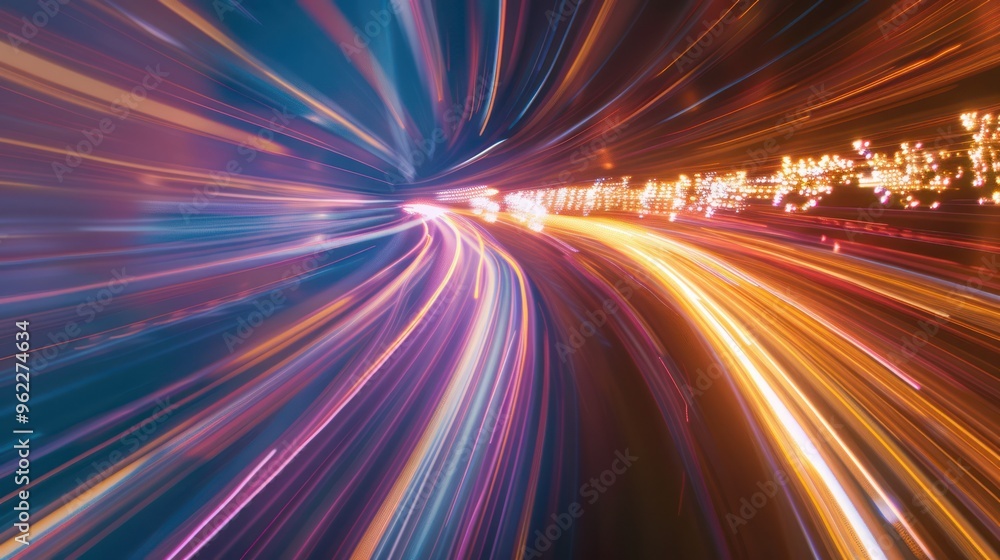 Obraz premium Abstract Speed, A Digital Painting of a City Lights