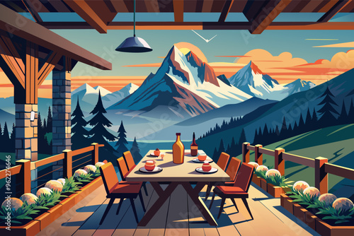 Mountain View Dining Terrace with Sunset and Fire Pit