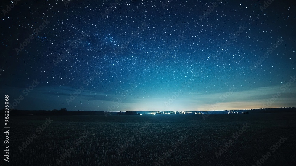 A field bathed in moonlight, featuring a sky brimming with stars and lush grass in the foreground A field bathed in moonlight, featuring a sky brimming with stars and lush grass in the foreground