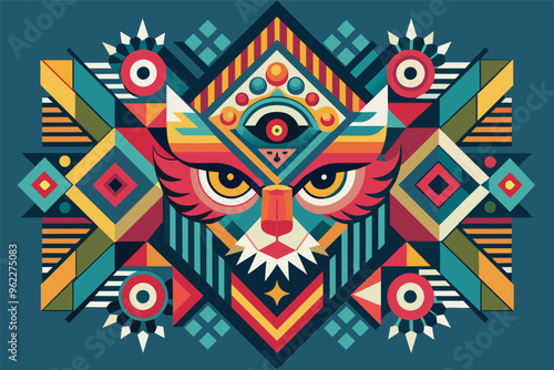 Colorful Eye Mandala with Floral Patterns, Abstract Geometric Design