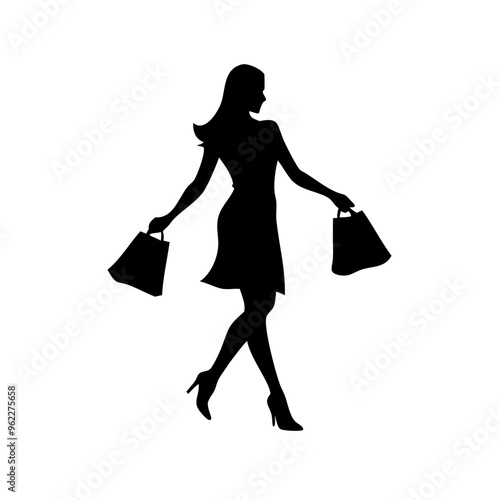 silhouette of a woman with shopping bags vector svg black friday svg