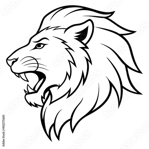 Aggressive Lion Side Face Illustration 