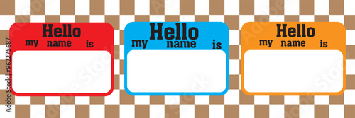 name badge template. hello my name is blank template. set of hello my name is , sticker .Graffiti tag background eps 10.