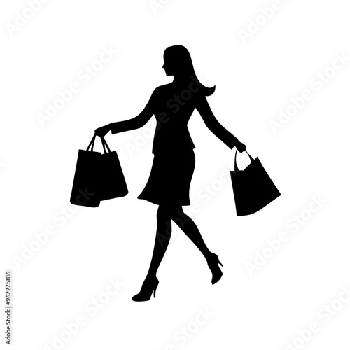 silhouette of a woman with shopping bags vector svg black friday svg