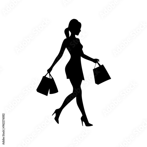 silhouette of a woman with shopping bags vector svg black friday svg