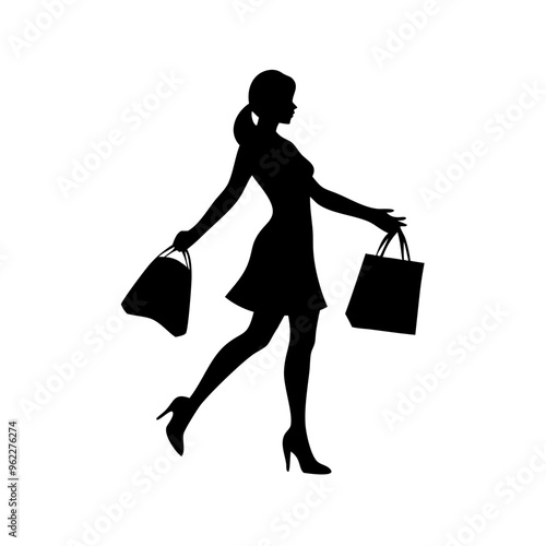 silhouette of a woman with shopping bags vector svg black friday svg