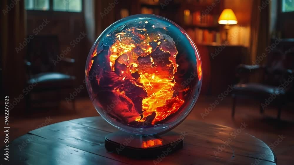 Mesmerizing globe illuminating the world's interconnectedness, highlighting major financial hubs with a warm, inviting glow in a cozy home office Mesmerizing globe illuminating the world's interconnectedness, highlighting major financial hubs with a warm, inviting glow in a cozy home office