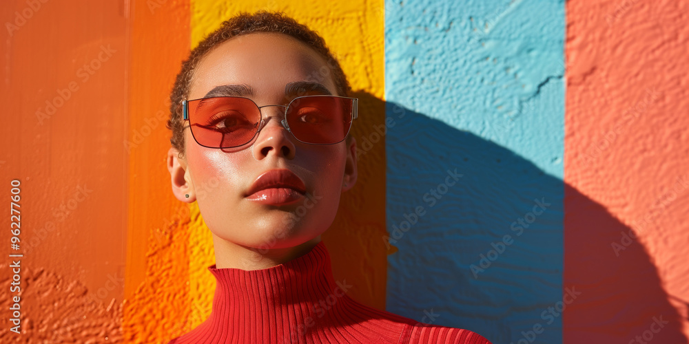 Stylish portrait of a young woman with trendy sunglasses, exuding summer elegance and casual glamour outdoors. Stylish portrait of a young woman with trendy sunglasses, exuding summer elegance and casual glamour outdoors.