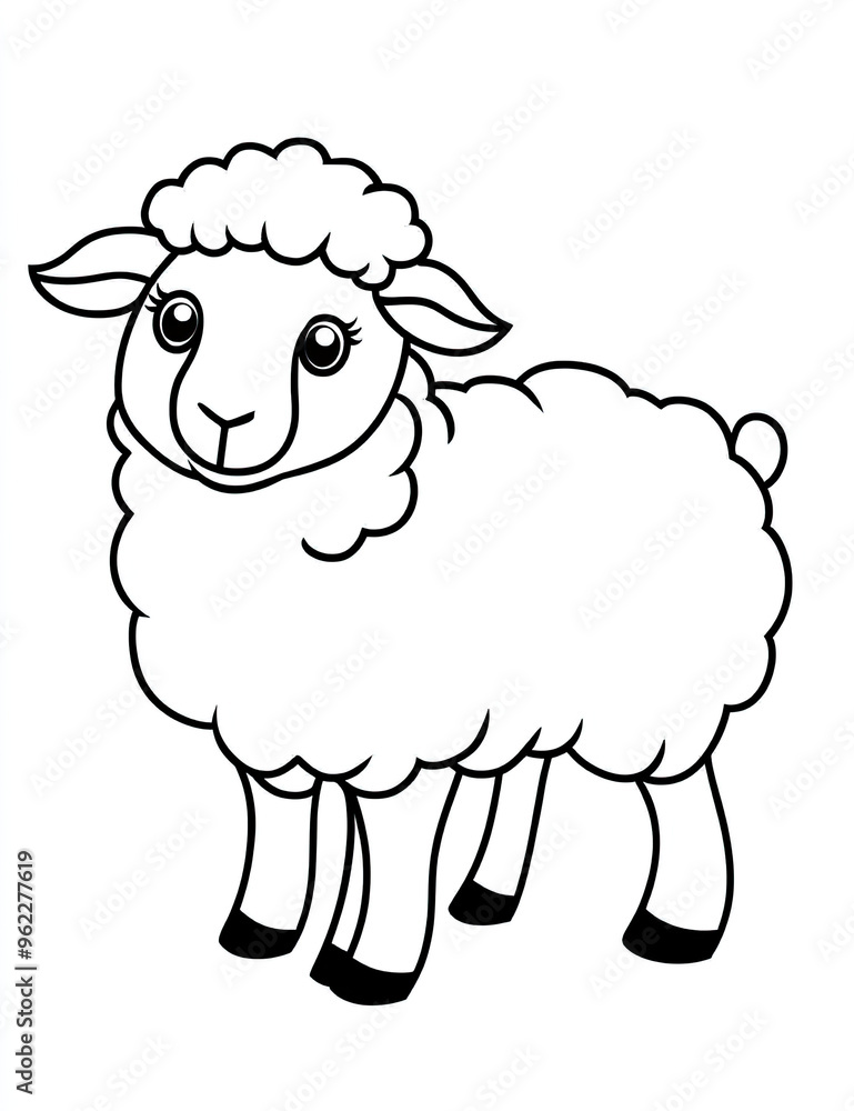Beautiful Sheep Coloring Page, Farm Animal Colouring Design for Your Corporate Books and Business Graphic Resource or Creative Project, Ai Generative Beautiful Sheep Coloring Page, Farm Animal Colouring Design for Your Corporate Books and Business Graphic Resource or Creative Project, Ai Generative