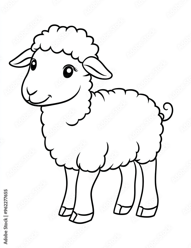 Beautiful Sheep Coloring Page, Farm Animal Colouring Design for Your Corporate Books and Business Graphic Resource or Creative Project, Ai Generative Beautiful Sheep Coloring Page, Farm Animal Colouring Design for Your Corporate Books and Business Graphic Resource or Creative Project, Ai Generative