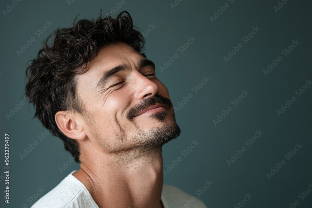 Obraz premium a close up of a man's face looking to a side