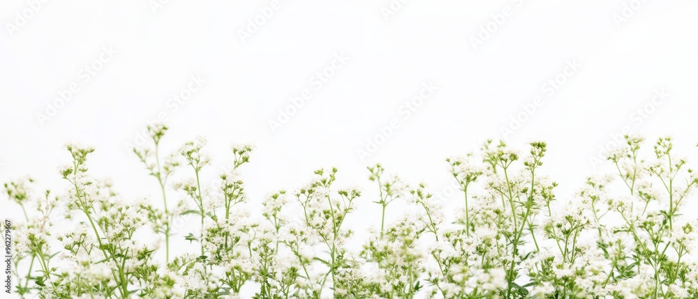 Obraz premium Delicate white flowers blooming against a bright white background