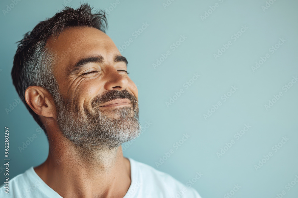 Obraz premium a close up of a man's face looking to a side