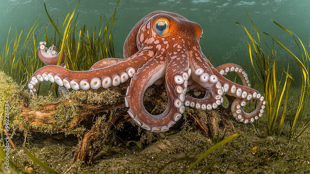 Obraz premium Octopus in Water with Plants