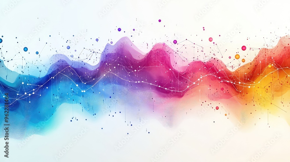 Colorful Abstract Line Graph with Gradient from Blue to Red and Spherical Nodes at Peaks and Troughs Colorful Abstract Line Graph with Gradient from Blue to Red and Spherical Nodes at Peaks and Troughs