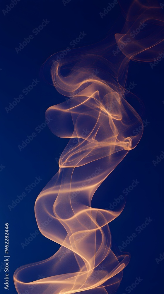 Obraz premium Yellow Smoke on Blue Background, Abstract Image, Texture, Pattern, Wallpaper, Cover and Screen for Smartphone, PC, Laptop, 9:16 and 16:9 Format