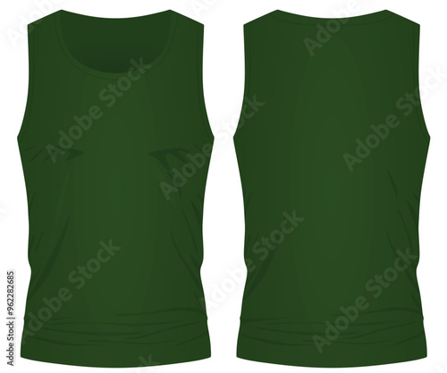 Green  sleeveless t shirt. vector illustration