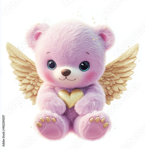 cute rainbow teddy bear with wings