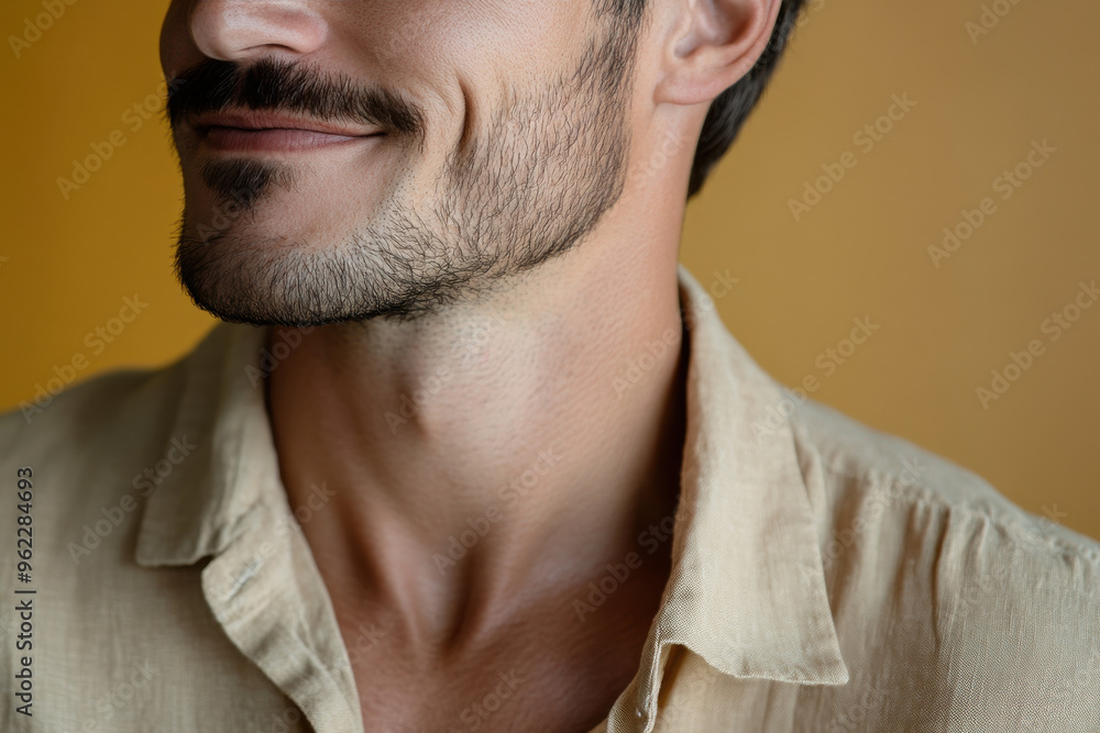 Obraz premium a close up of a man's face looking to a side