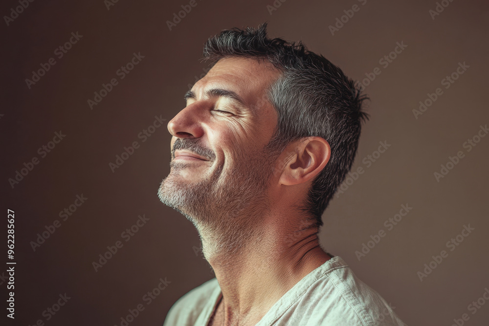 Fototapeta premium a close up of a smiling man's face