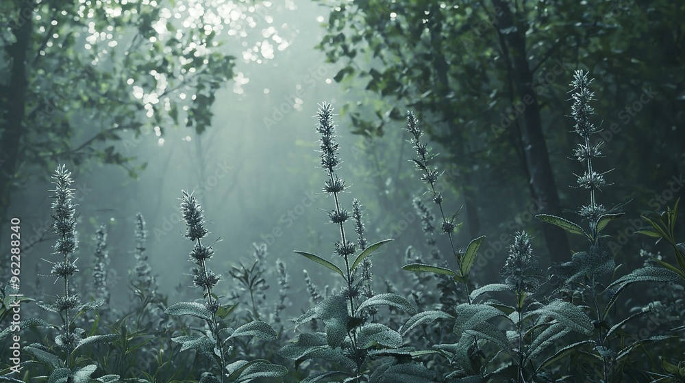 A lush forest, brimming with tall grass and vibrant flowers amidst the verdant foliage A lush forest, brimming with tall grass and vibrant flowers amidst the verdant foliage