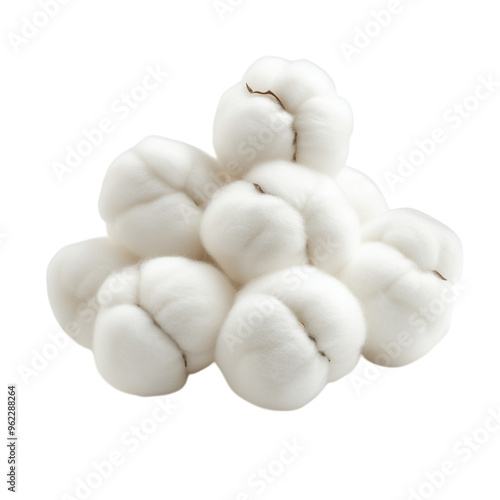 Cotton Bolls Pile - Isolated on White Transparent Background, PNG 