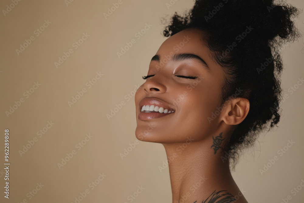 a close up of a black woman's face a close up of a black woman's face