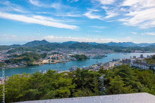 千光寺公園からの眺め。尾道水道と尾道の町並み(広島県尾道市)