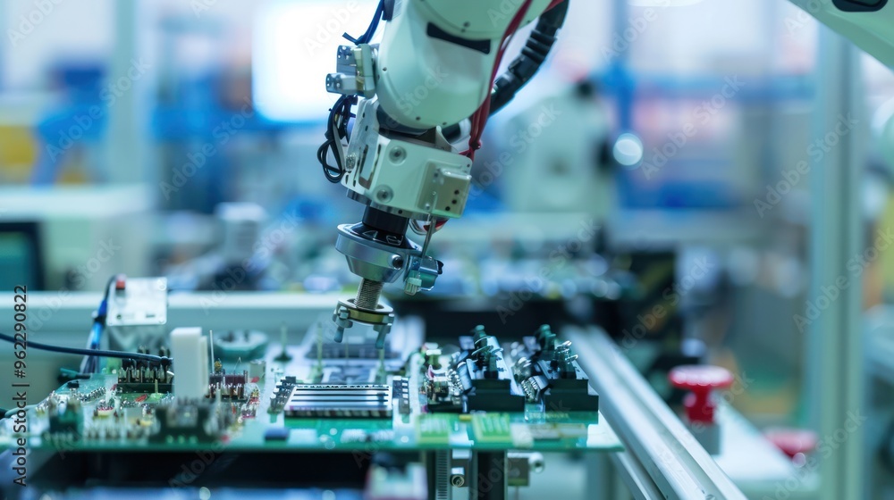 Robotic Arm Assembling Circuit Board Robotic Arm Assembling Circuit Board