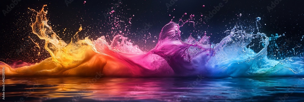 Fototapeta premium Dynamic splash of water colorful dyes creating a mesmerizing visual effect