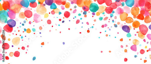 Colorful Confetti Border Frame Repeat Pattern on White Background