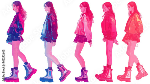 Kpop Girl with Visible Shoes on White Background photo