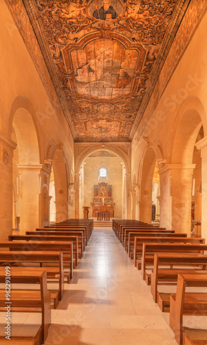 MATERA, ITALY - MARCH 8, 2022: The nave of church Chiesa di San Pietro Caveoso photo